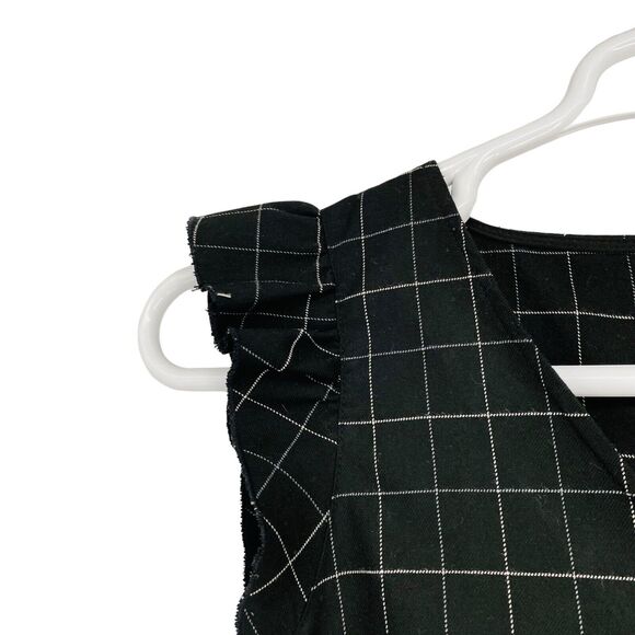Loft Dress Womens Size 8 Check Plaid Ruffle Cap Sleeve Preppy Career Black White - Picture 6 of 9